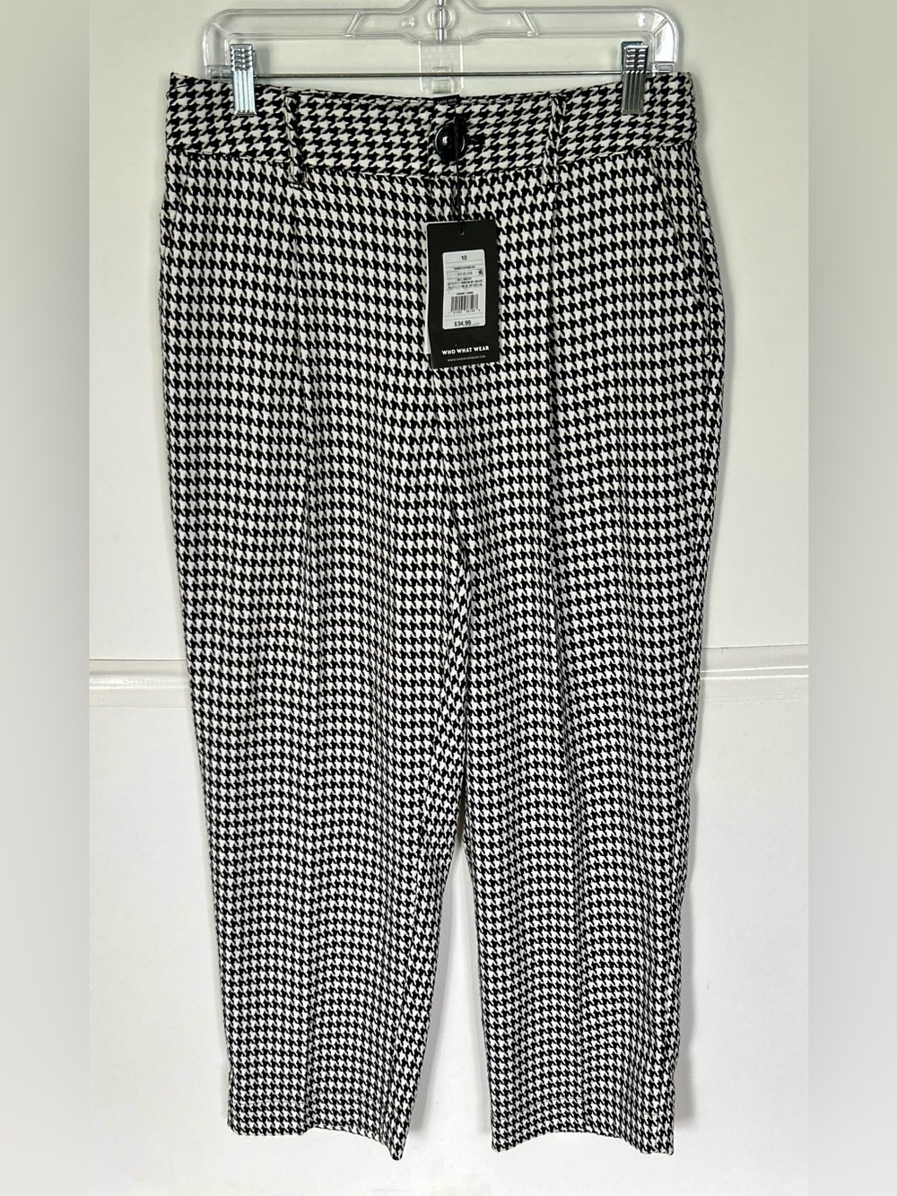 Who What Wear Womens Black & White Houndstooth Dress Pants